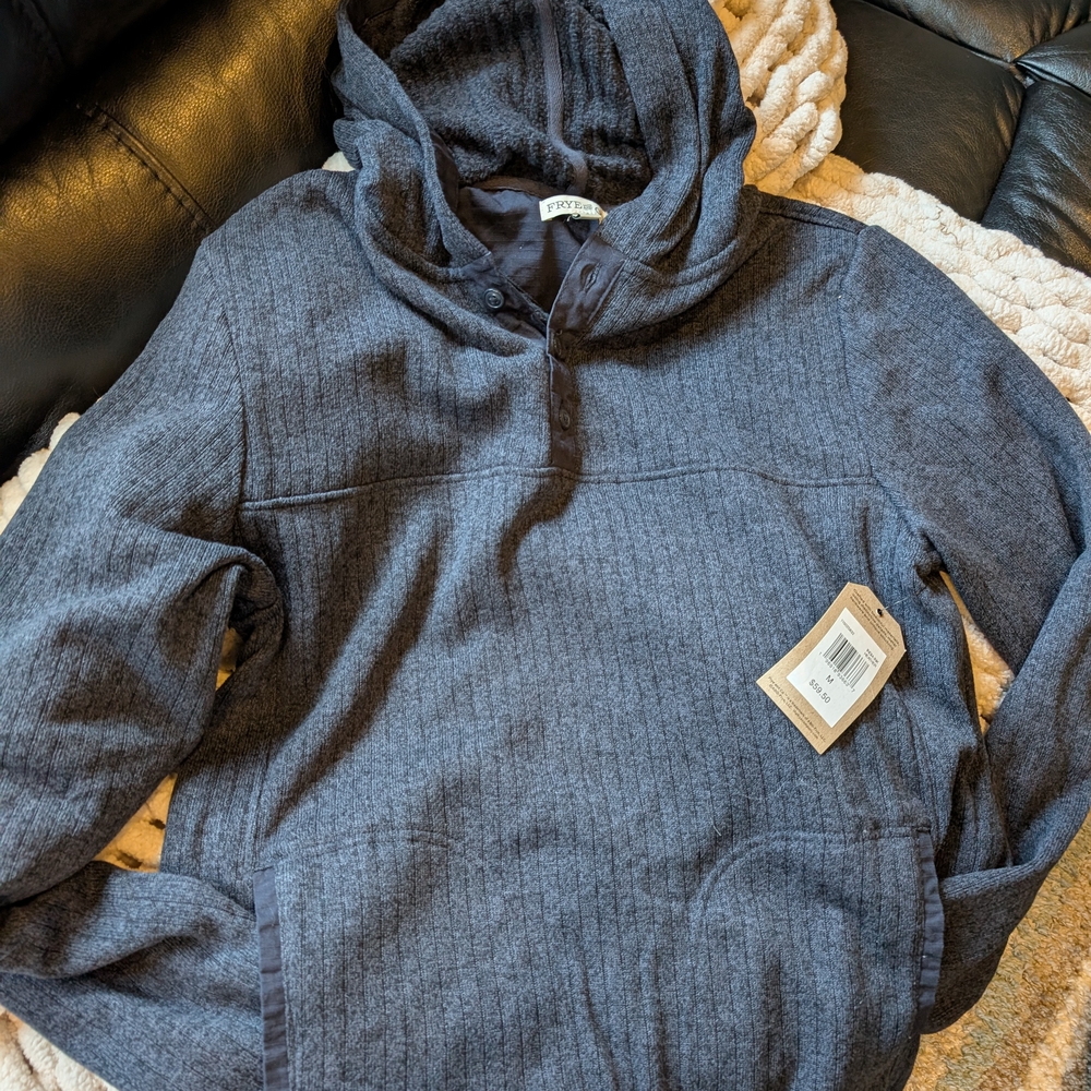 Frye and Company.          Men's Gray Hooded Sweater